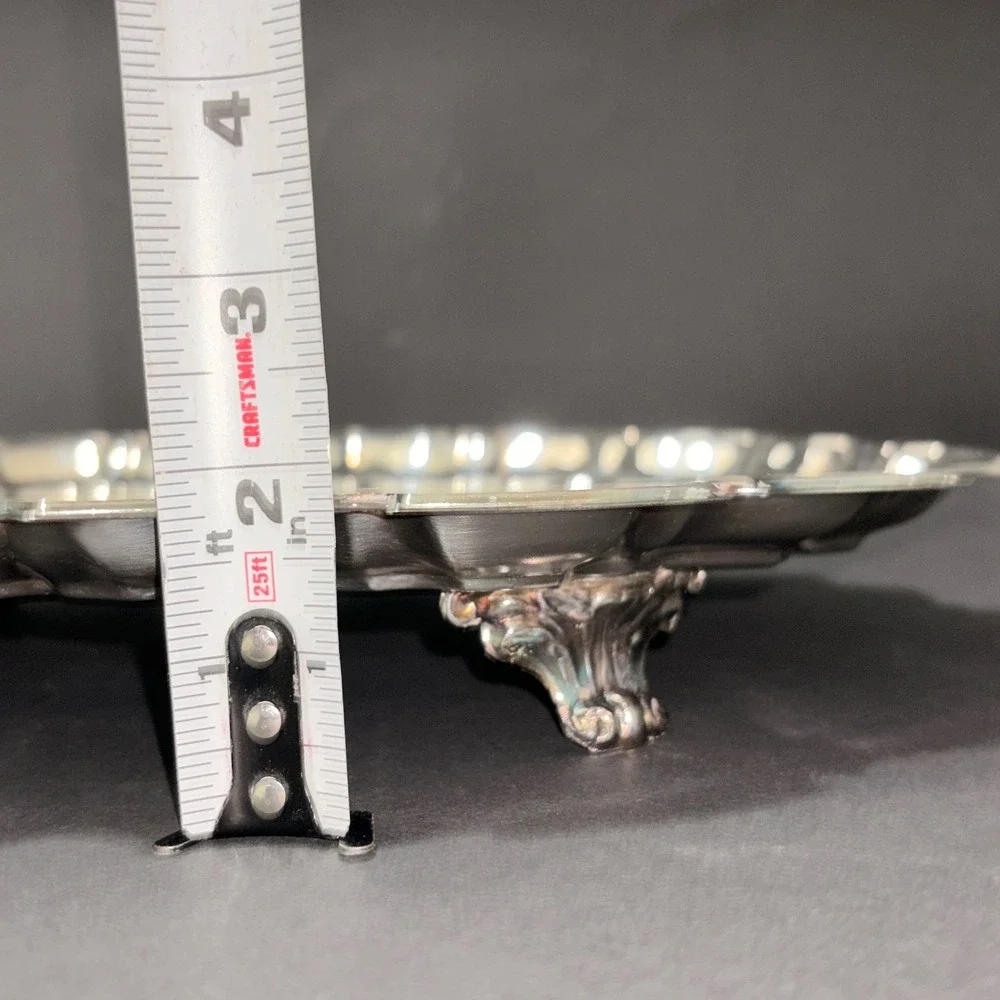 Vtg 1978 LEONARD Silver Plated Chippendale Tray 14